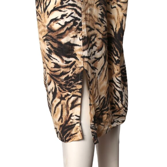 Vintage Harmony Midi Skirt Tiger Print Lightweight Drawstring Elastic Waist - Picture 7 of 8